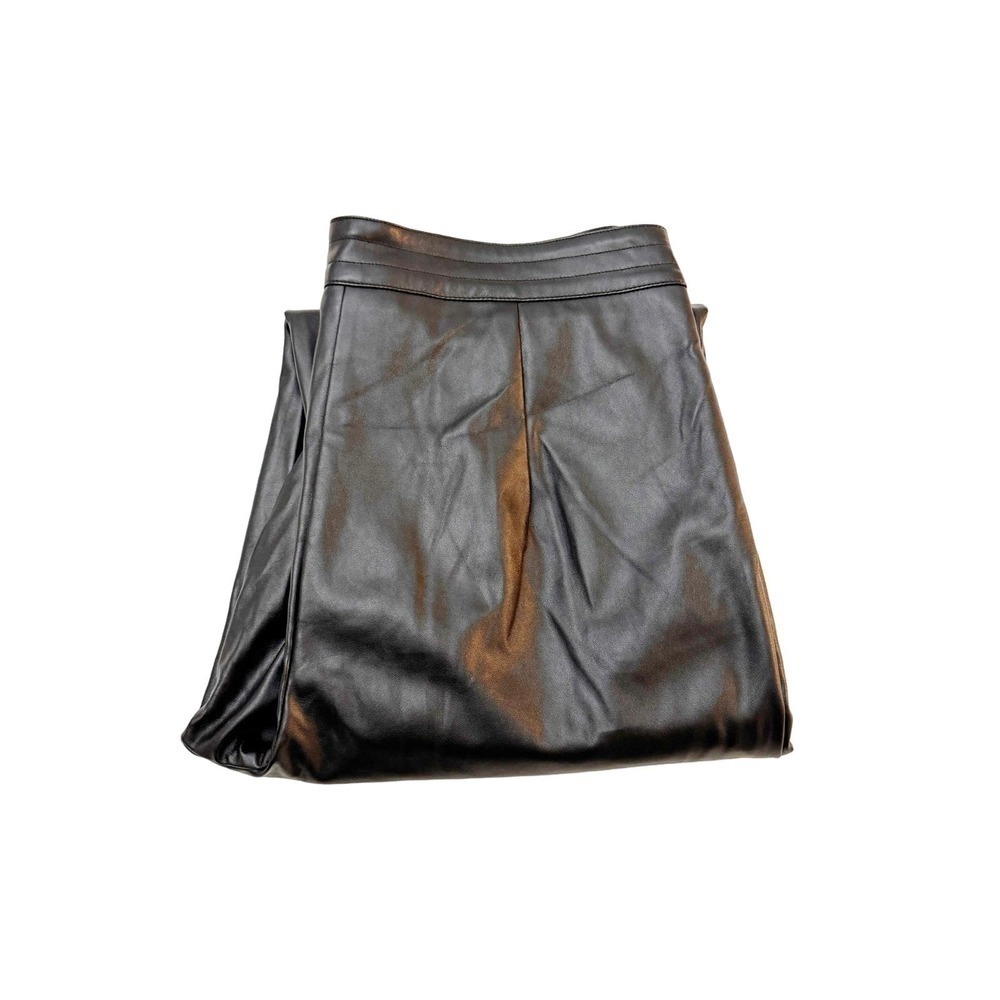 Princess Polly Faux Leather Black Pants Pinch Pleat SZ06